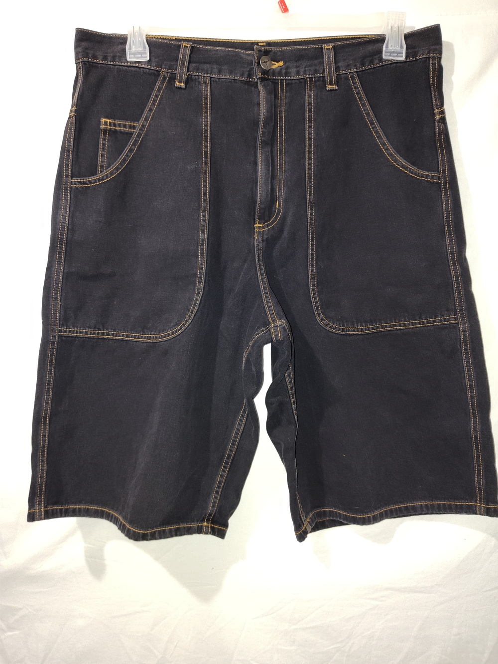 Jordan Black Denim Carpenter Shorts with Contrast Stitching